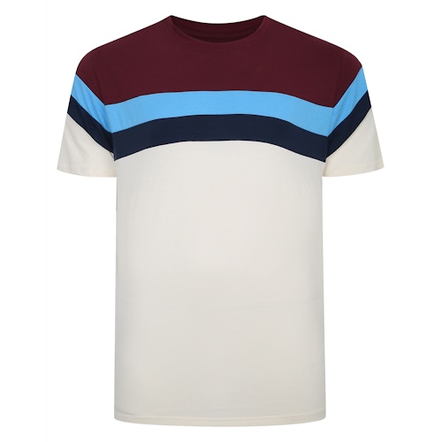 Bigdude Striped Colour Block T-Shirt Burgundy Tall